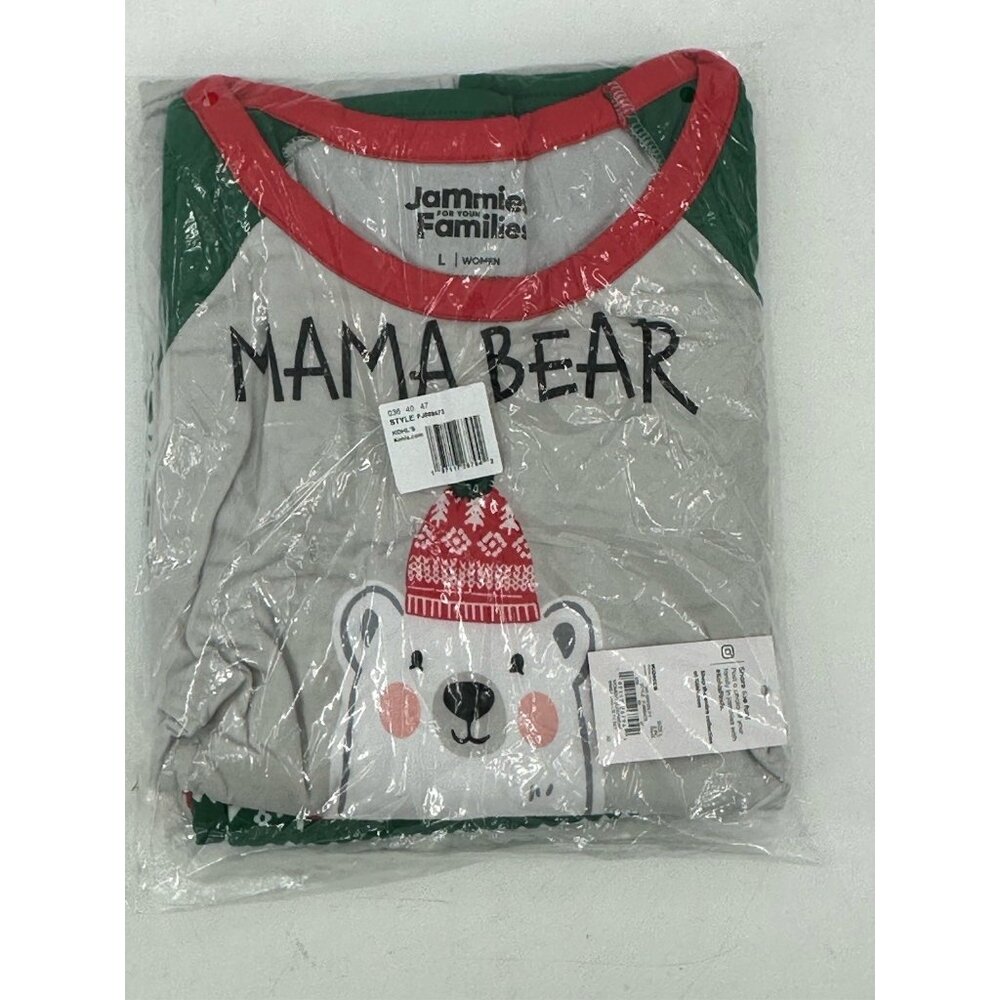 NWT Kohls Jammies For Your Families Women's MAMA BEAR Set Gray Green Christmas